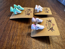 Load image into Gallery viewer, Dino clay earrings
