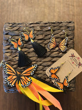 Load image into Gallery viewer, Wooden Monarch Butterfly Earrings
