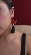 Load and play video in Gallery viewer, Wooden Monarch Butterfly Earrings
